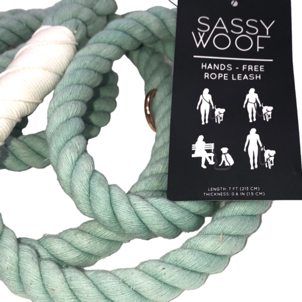 DOG ROPE LEASH Sassy Woof Hands-Free Rope Cord Leash 7ft - Picture 2 of 14